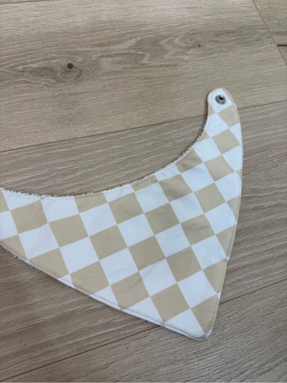 Remi Lyn & Co. Cream Checkered Handmade Bandana Bib